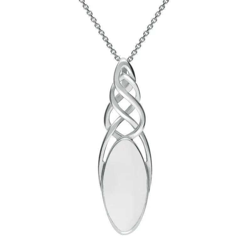 Sterling Silver Bauxite Marquise Pierced Long Necklace
