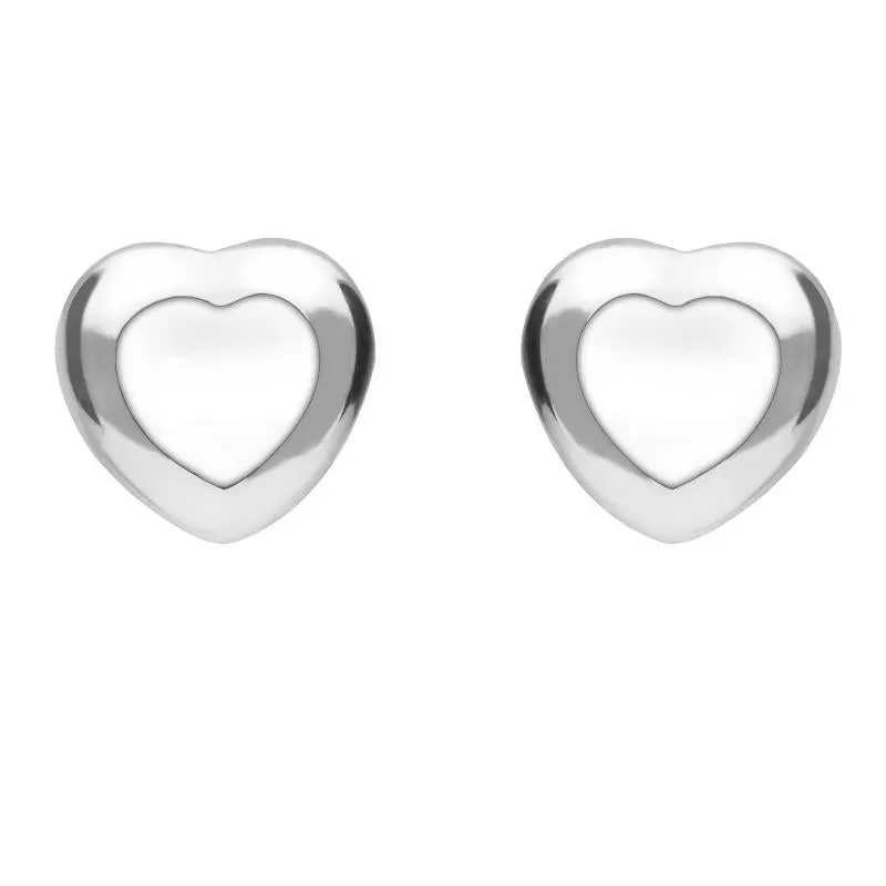 Sterling Silver Bauxite Medium Heart Stud Earrings