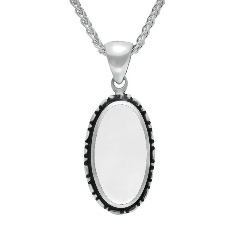 Sterling Silver Bauxite Oval Rope Edge Necklace