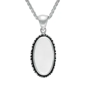 Sterling Silver Bauxite Oval Rope Edge Necklace