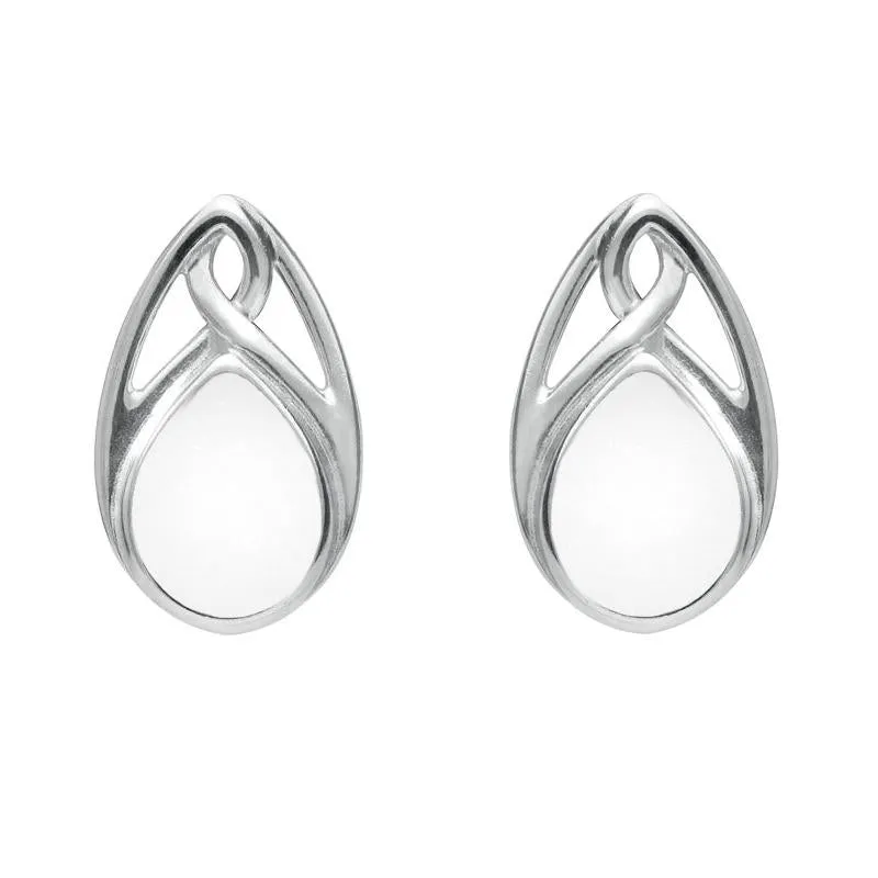 Sterling Silver Bauxite Pear Shaped Celtic Stud Earrings