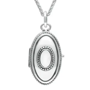 Sterling Silver Bauxite Rope Edge Oval Locket