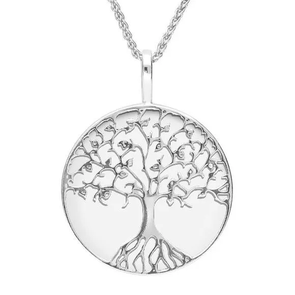 Sterling Silver Bauxite Round Tree Of Life Necklace