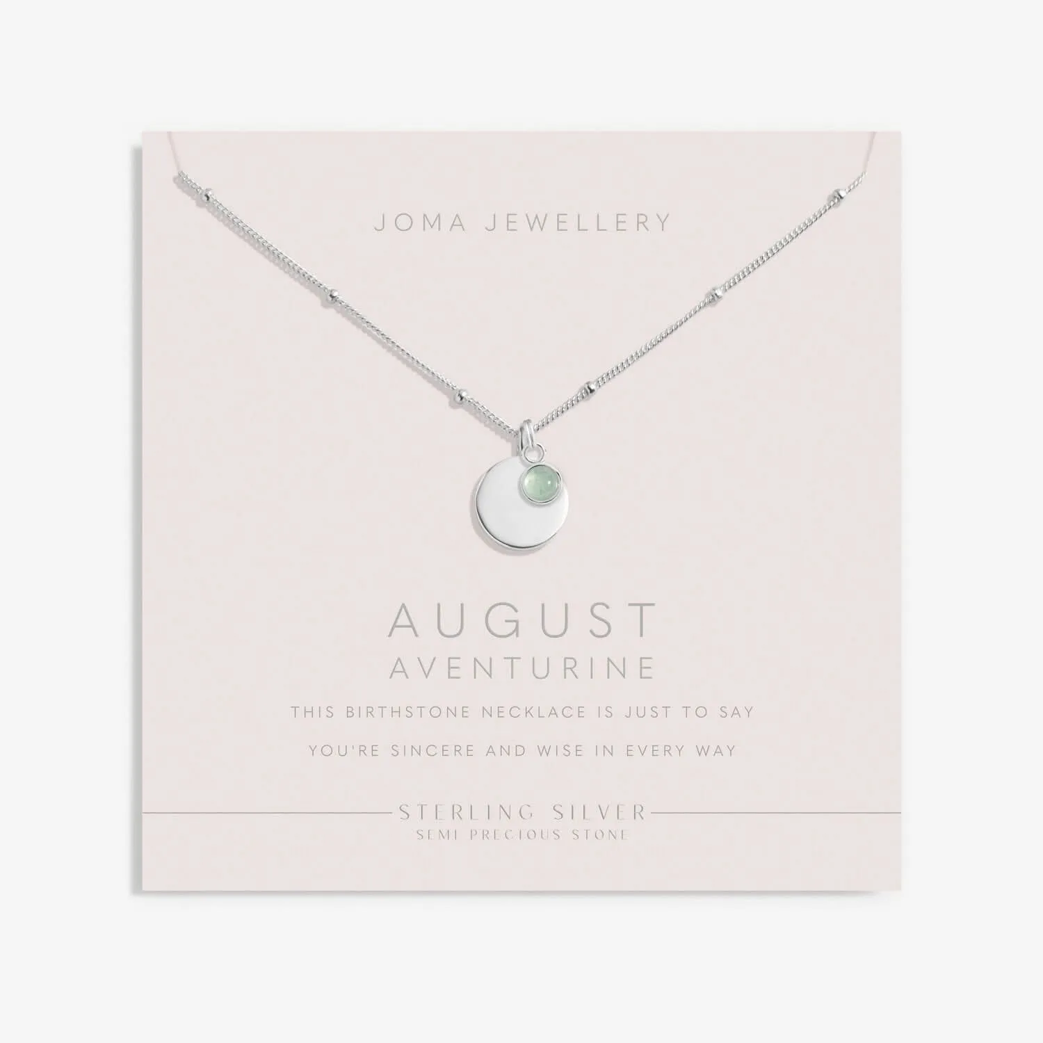 Sterling Silver Birthstone A Little August Necklace JJS0077