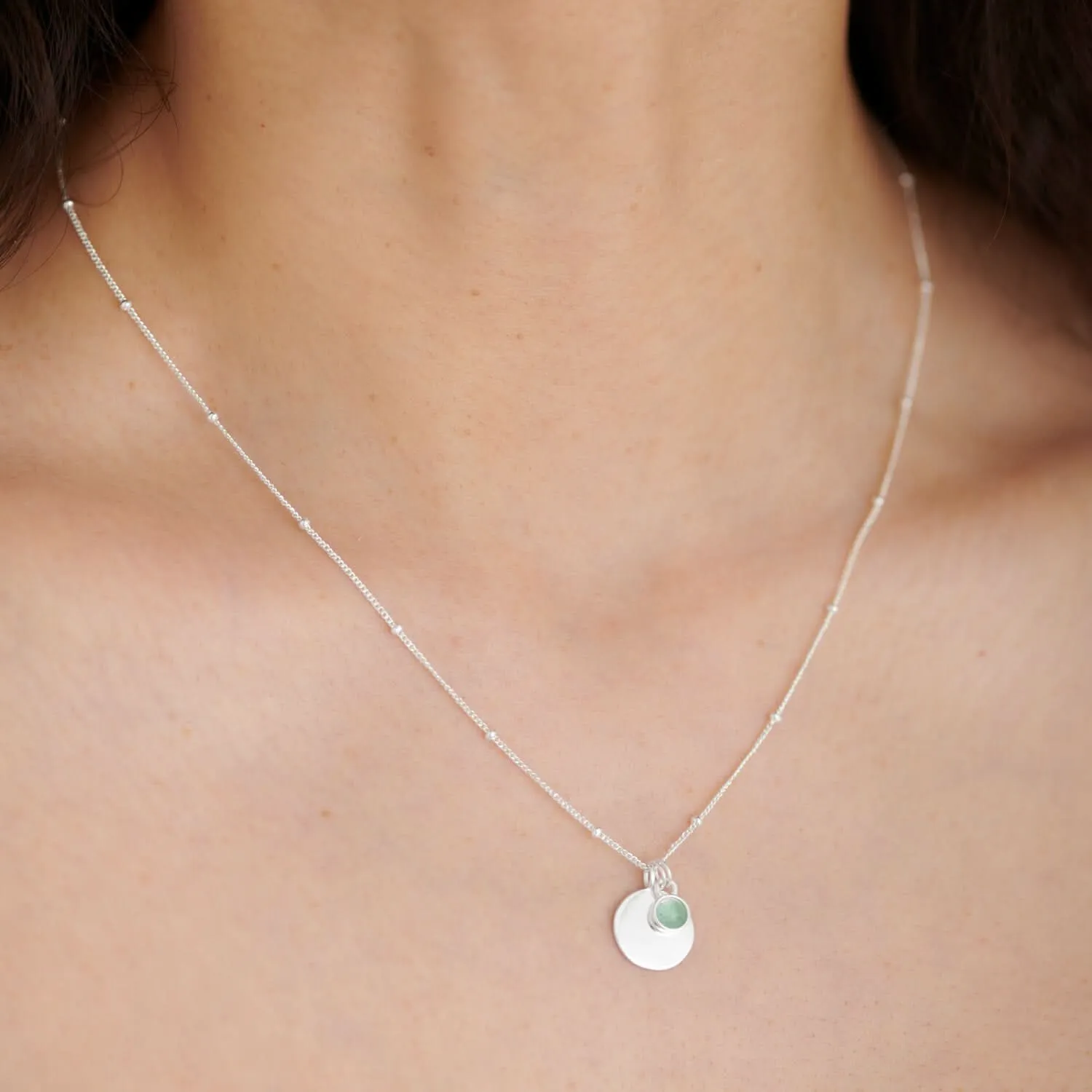 Sterling Silver Birthstone A Little August Necklace JJS0077