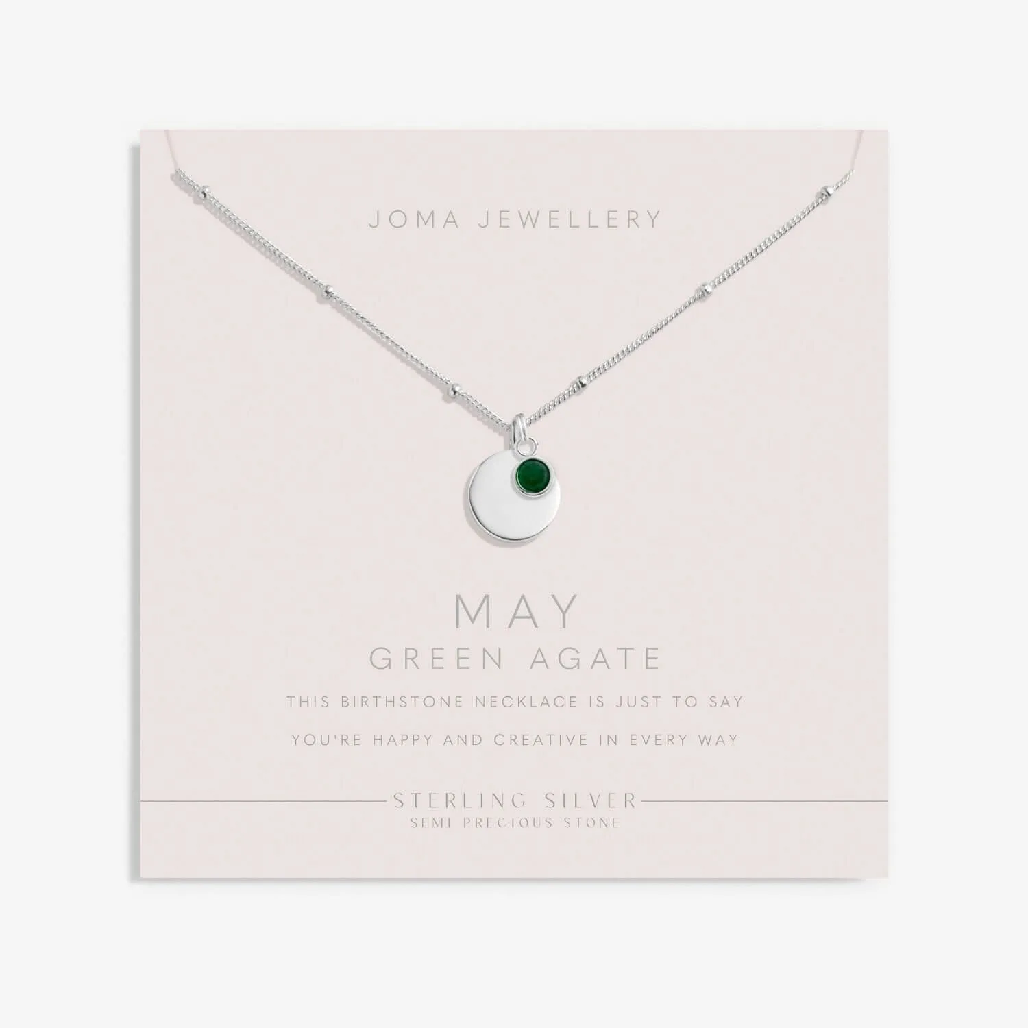 Sterling Silver Birthstone A Little May Necklace JJS0074