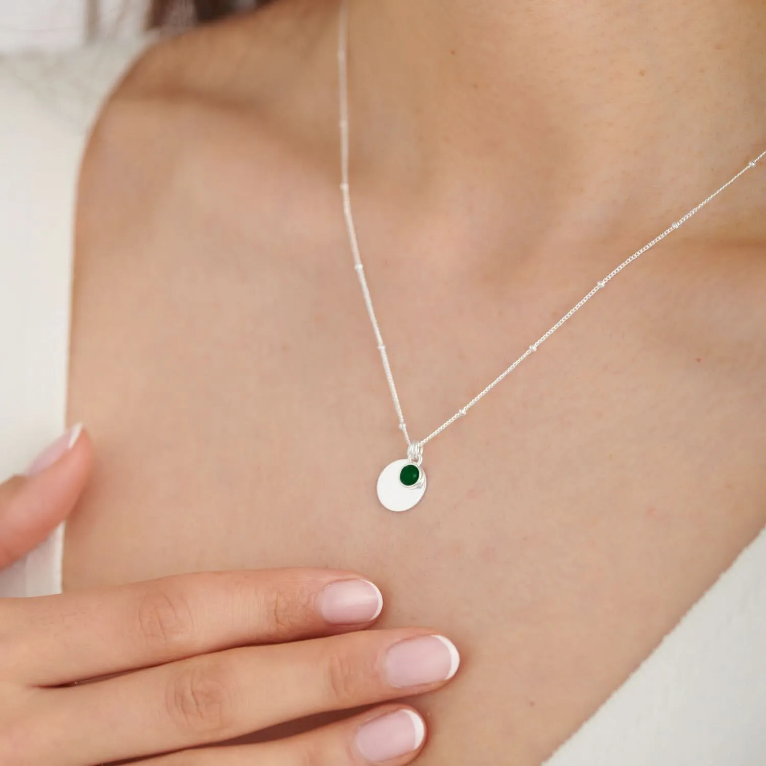 Sterling Silver Birthstone A Little May Necklace JJS0074