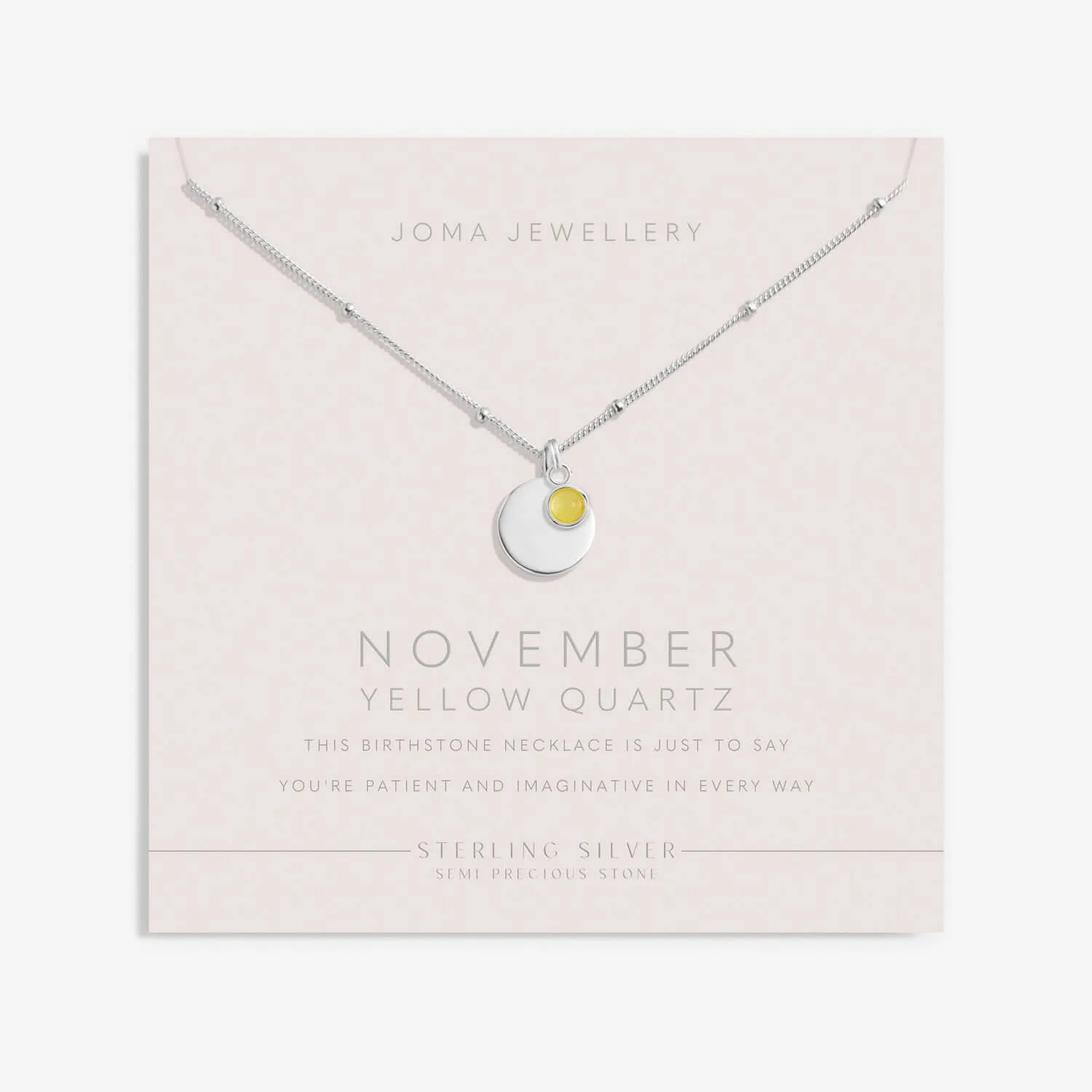 Sterling Silver Birthstone A Little November Necklace JJS0080