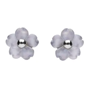Sterling Silver Blue Chalcedony Tuberose 6mm Gypsophila Stud Earrings