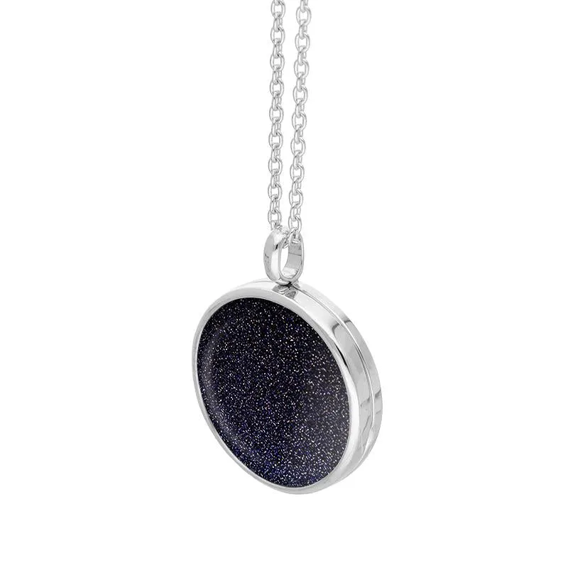 Sterling Silver Blue Goldstone Medium Round Locket