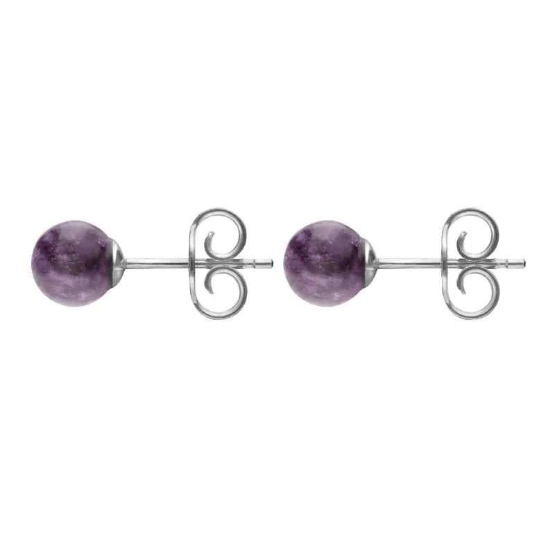 Sterling Silver Blue John 5mm Ball Stud Earrings
