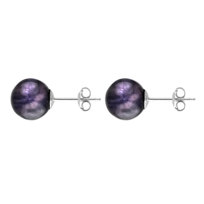 Sterling Silver Blue John 8mm Ball Stud Earrings