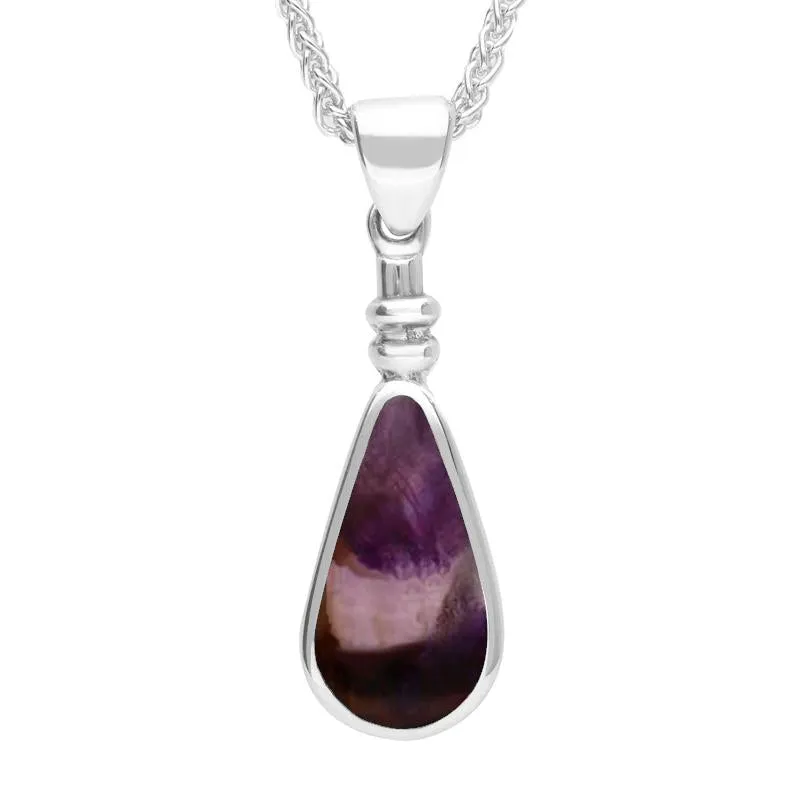 Sterling Silver Blue John Bottle Top Pear Necklace