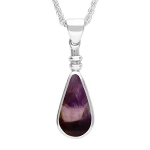 Sterling Silver Blue John Bottle Top Pear Necklace