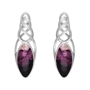Sterling Silver Blue John Celtic Long Marquise Stud Earrings
