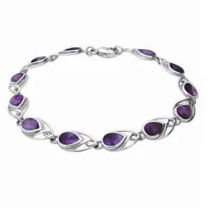 Sterling Silver Blue John Celtic Twelve Stone Pear Bracelet