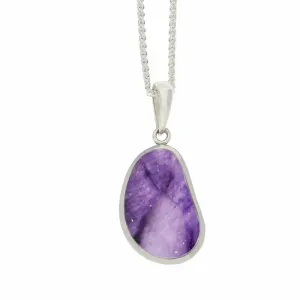 Sterling Silver Blue John Coffee Bean Shaped Pendant Necklace D