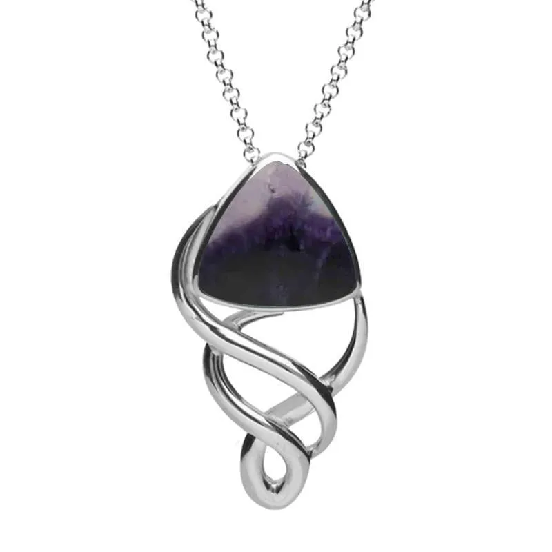 Sterling Silver Blue John Curved Triangle Celtic Necklace