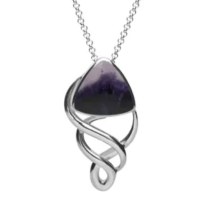 Sterling Silver Blue John Curved Triangle Celtic Necklace