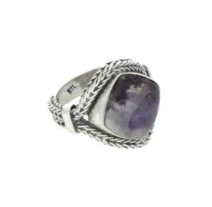 Sterling Silver Blue John Cushion Foxtail Ring D