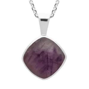 Sterling Silver Blue John Cushion Shaped Necklace