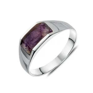 Sterling Silver Blue John Cut Off Band Ring