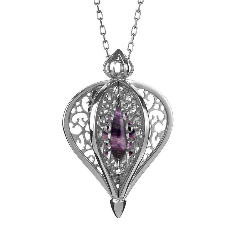 Sterling Silver Blue John Flore Filigree Small Necklace
