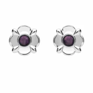 Sterling Silver Blue John Four Petal Flower Stud Earrings