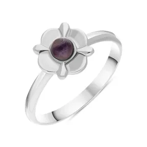 Sterling Silver Blue John Four Petal Round Ring
