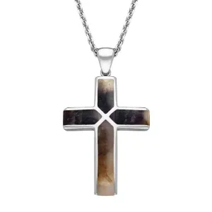 Sterling Silver Blue John Four Stone Cross Necklace