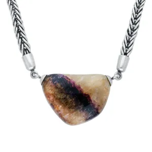 Sterling Silver Blue John Foxtail Large Unique Necklace D