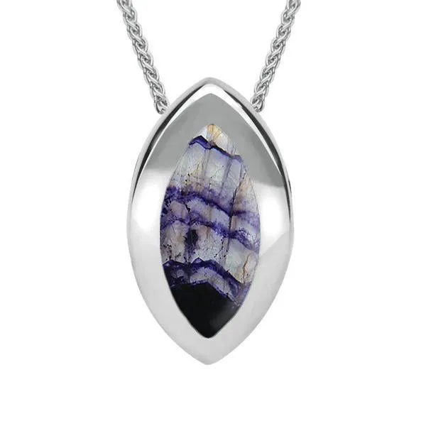 Sterling Silver Blue John Framed Marquise Necklace