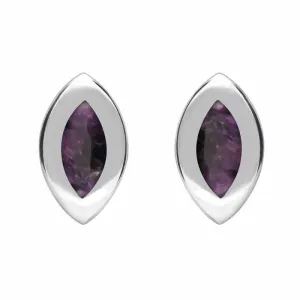 Sterling Silver Blue John Framed Marquise Stud Earrings