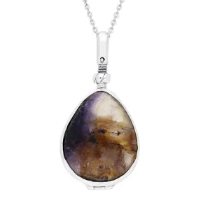 Sterling Silver Blue John Glass Pear Locket Necklace