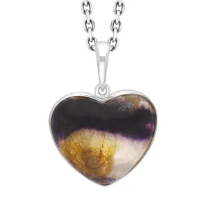Sterling Silver Blue John Heart Necklace D