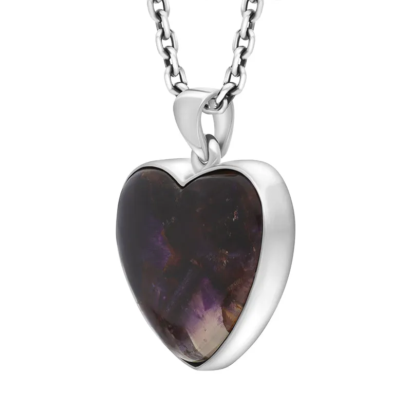Sterling Silver Blue John Heart Pendant Necklace D