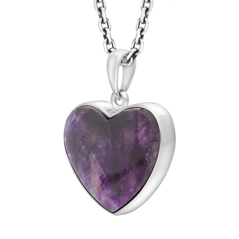Sterling Silver Blue John Heart Pendant Necklace D
