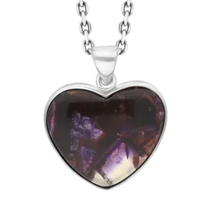 Sterling Silver Blue John Heart Pendant Necklace D