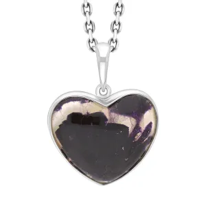 Sterling Silver Blue John Heart Pendant Necklace D