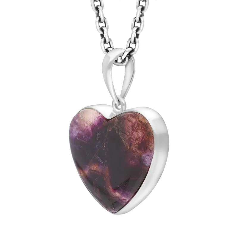 Sterling Silver Blue John Heart Pendant Necklace D