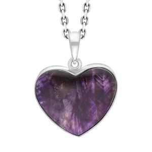 Sterling Silver Blue John Heart Pendant Necklace D