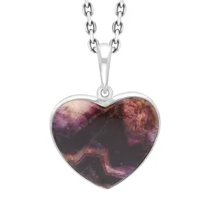 Sterling Silver Blue John Heart Pendant Necklace D