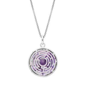 Sterling Silver Blue John House & Garden Open Round Maze Necklace