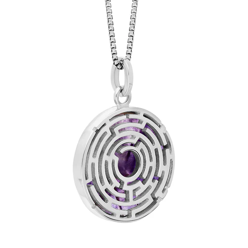 Sterling Silver Blue John House & Garden Open Round Maze Necklace