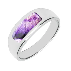 Sterling Silver Blue John Inlay Band Ring