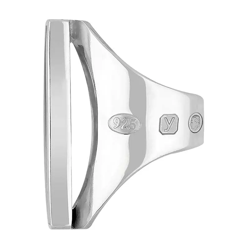 Sterling Silver Blue John King's Coronation Hallmark Large Square Ring D