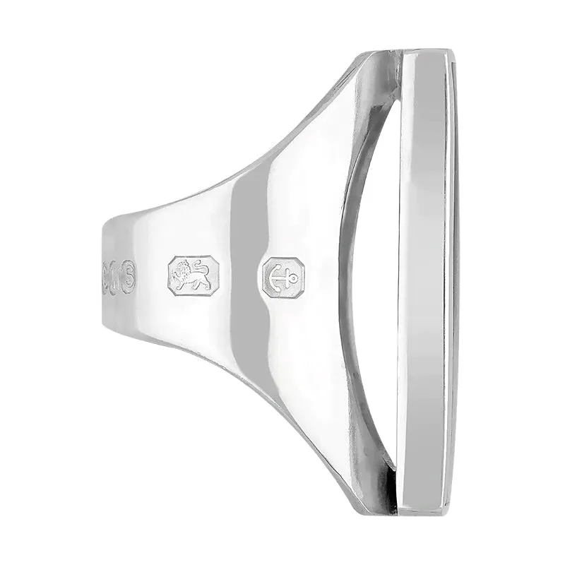 Sterling Silver Blue John King's Coronation Hallmark Large Square Ring D