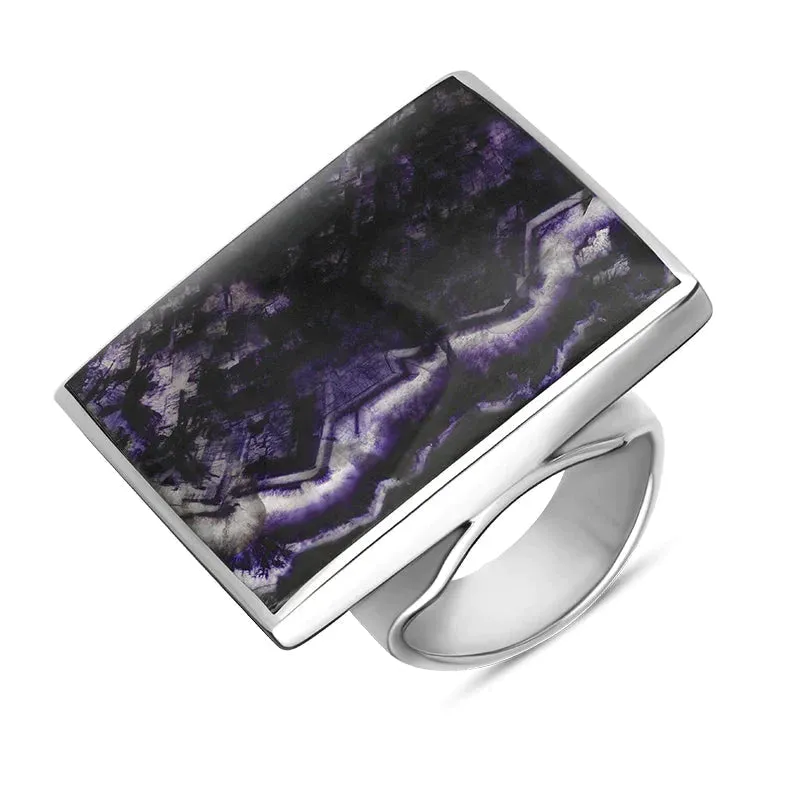 Sterling Silver Blue John King's Coronation Hallmark Large Square Ring D