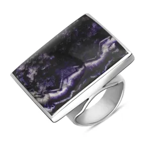 Sterling Silver Blue John King's Coronation Hallmark Large Square Ring D