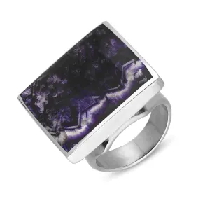 Sterling Silver Blue John King's Coronation Hallmark Medium Square Ring D